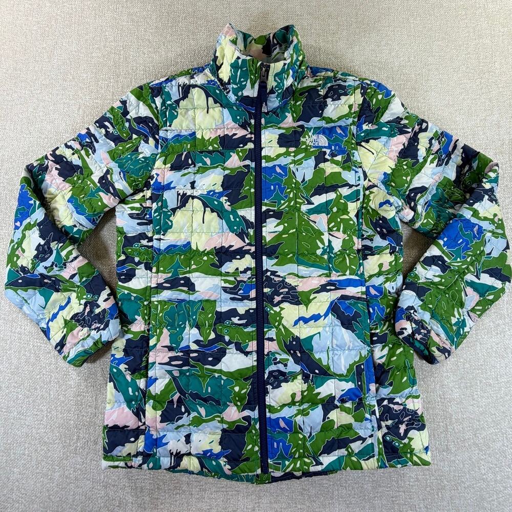 The North Face Girls XL Green ThermoBall Eco Forest Print Full Zip Jacket Coat